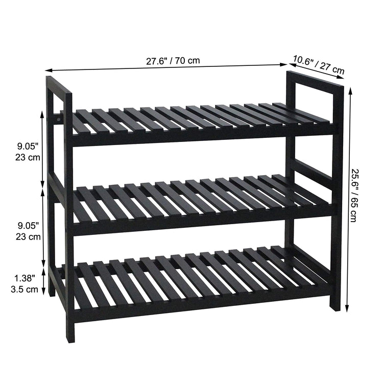 ITY International - Étagère à Chaussures en MDF à 3 Étages, 27.5"x10.94"x24.6", Noir - Simple Boutique