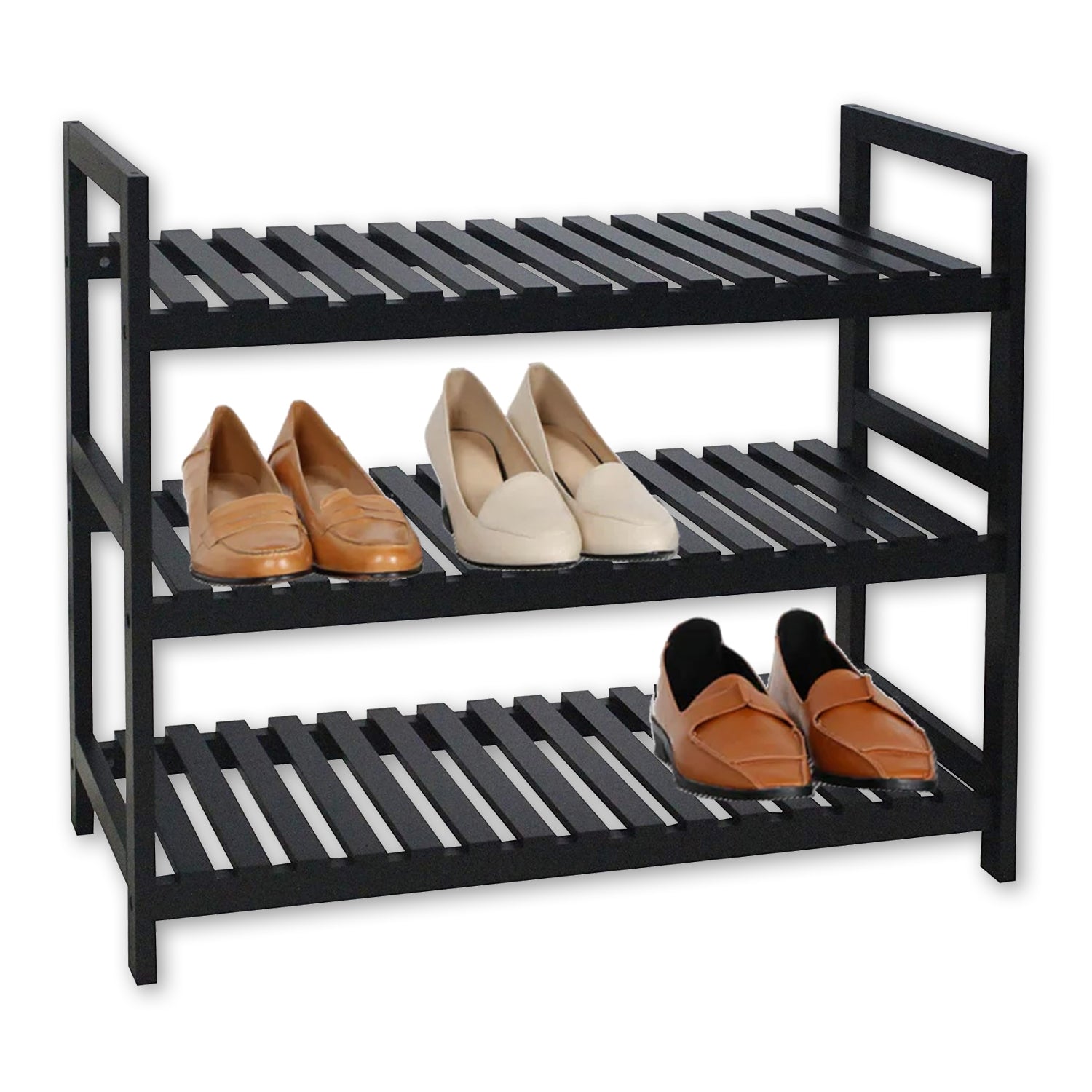 ITY International - Étagère à Chaussures en MDF à 3 Étages, 27.5"x10.94"x24.6", Noir - Simple Boutique