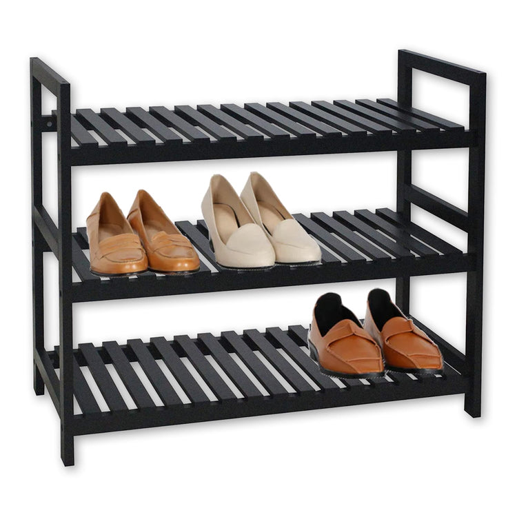 ITY International - Étagère à Chaussures en MDF à 3 Étages, 27.5"x10.94"x24.6", Noir - Simple Boutique