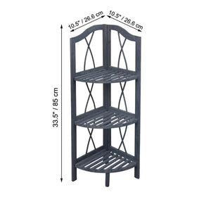 ITY International - Étagère en Coin à 3 Étages, 10.5"x10.5"x33.5", Gris - Simple Boutique