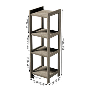 ITY International - Étagère en MDF à 4 Tablettes, 13.4"x13"x43.3", Gris Taupe - Simple Boutique