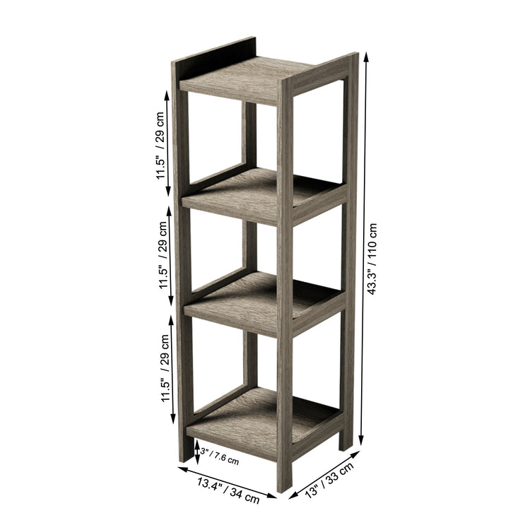 ITY International - Étagère en MDF à 4 Tablettes, 13.4"x13"x43.3", Gris Taupe - Simple Boutique