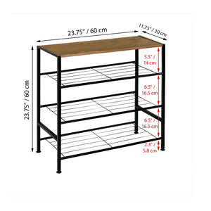 ITY International - Meuble d'entrée avec Rangement pour Chaussure, 23.75" x 11.75" x 23.75" , Motif de Bois - Simple Boutique