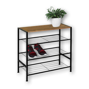 ITY International - Meuble d'entrée avec Rangement pour Chaussure, 23.75" x 11.75" x 23.75" , Motif de Bois - Simple Boutique