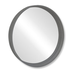 ITY International - Miroir Mural Rond, Diamètre de 23.6", Cadre Gris - Simple Boutique