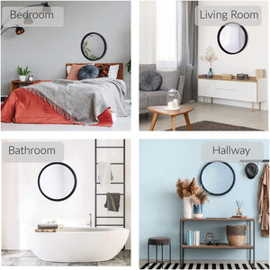ITY International - Miroir Mural Rond, Diamètre de 23.6", Cadre Noir - Simple Boutique