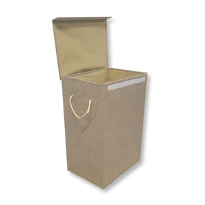 ITY International - Panier à Linge Pliable en Tissu, 15.75" x 11.85" x 23.65", Beige - Simple Boutique
