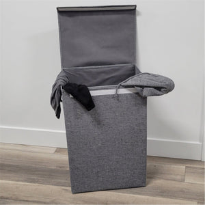 ITY International - Panier à Linge Pliable en Tissue, 15.75"x11.85"x23.65", Gris - Simple Boutique