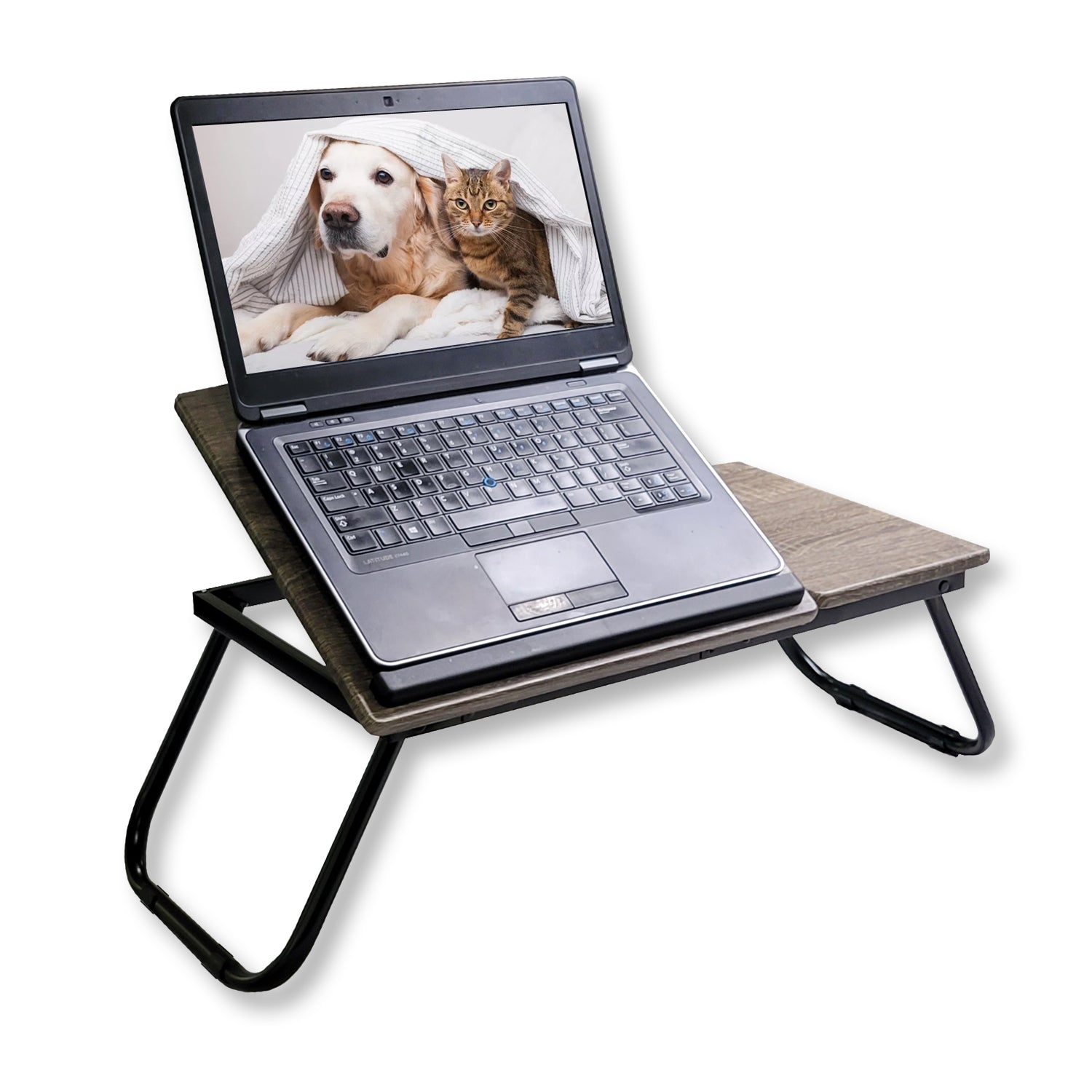 ITY International - Plateau pour le Lit Ajustable et Pliable, Motif de Bois Gris Taupe - Simple Boutique
