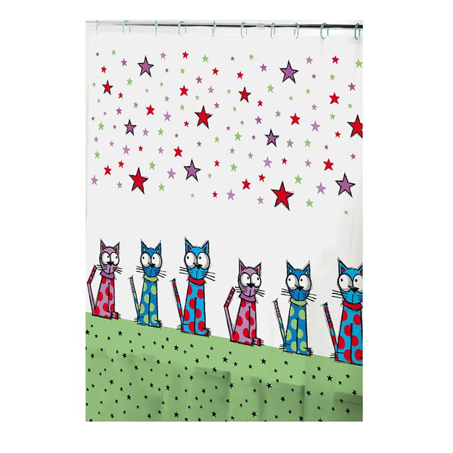 ITY International - Rideau de Douche en Peva, 71" x 71", Motif de Chats - Simple Boutique