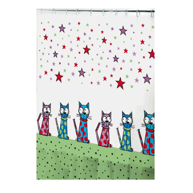 ITY International - Rideau de Douche en Peva, 71" x 71", Motif de Chats - Simple Boutique