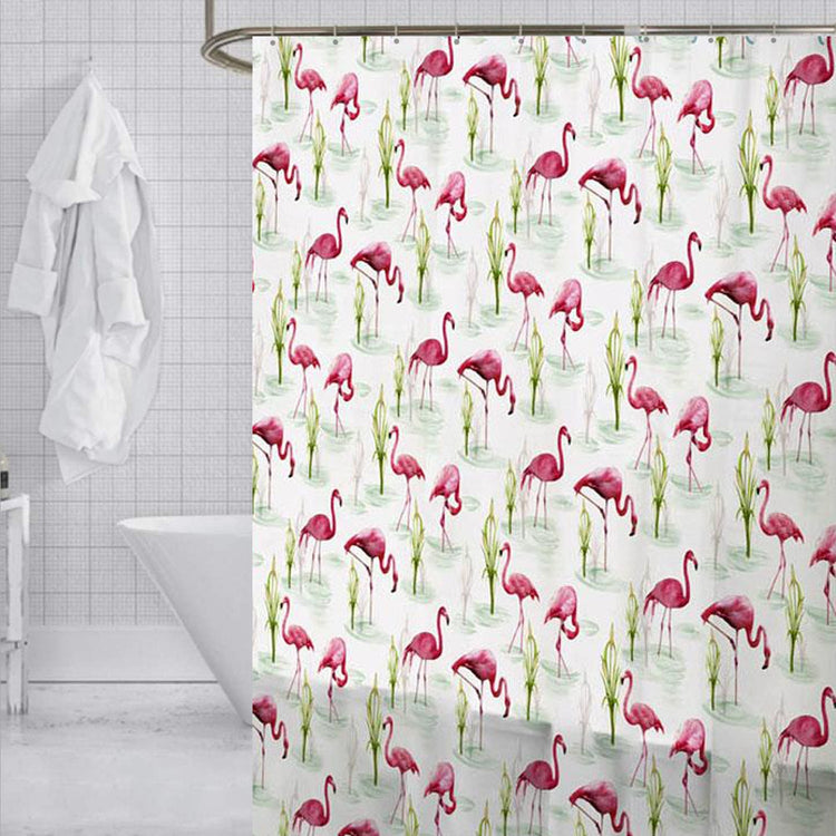 ITY International - Rideau de Douche en Peva, 71" x 71", Motif de Flamant Rose - Simple Boutique