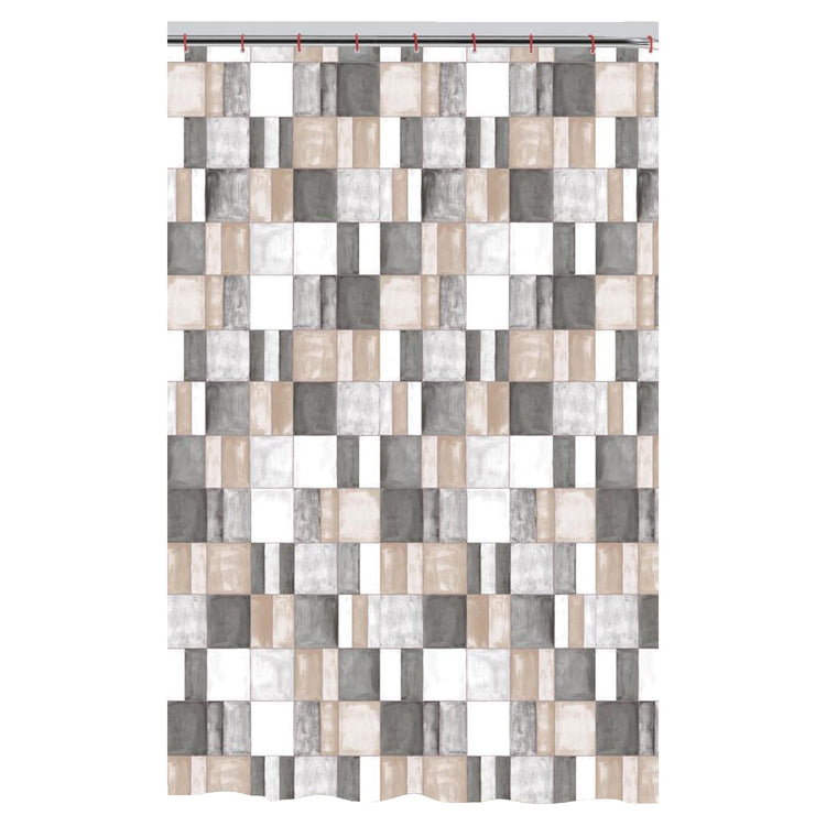 ITY International - Rideau de Douche en Polyester, 71" x 71", Gris - Simple Boutique