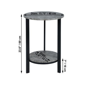 ITY International - Table D'appoint Ronde à 2 Niveaux, 15.75" x 23.6", Gris Ciment - Simple Boutique