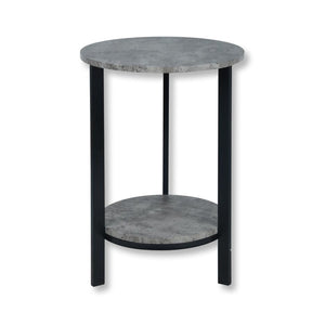 ITY International - Table D'appoint Ronde à 2 Niveaux, 15.75" x 23.6", Gris Ciment - Simple Boutique