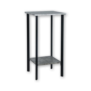 ITY International - Table d'appoint Carré à 2 Niveaux, 16"x16"x32", Gris Ciment - Simple Boutique