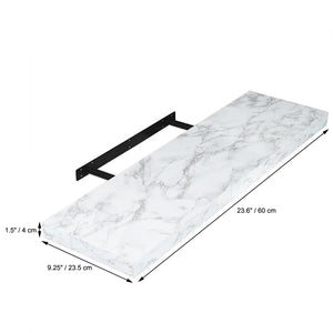 ITY International - Tablette Flottante Individuel en Bois, 23.6" x 9.25" x 1.5", Marbre Blanc - Simple Boutique