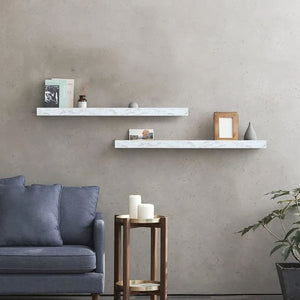 ITY International - Tablette Flottante Individuel en Bois, 23.6" x 9.25" x 1.5", Marbre Blanc - Simple Boutique