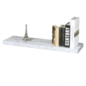 ITY International - Tablette Flottante Individuel en Bois, 23.6" x 9.25" x 1.5", Marbre Blanc - Simple Boutique