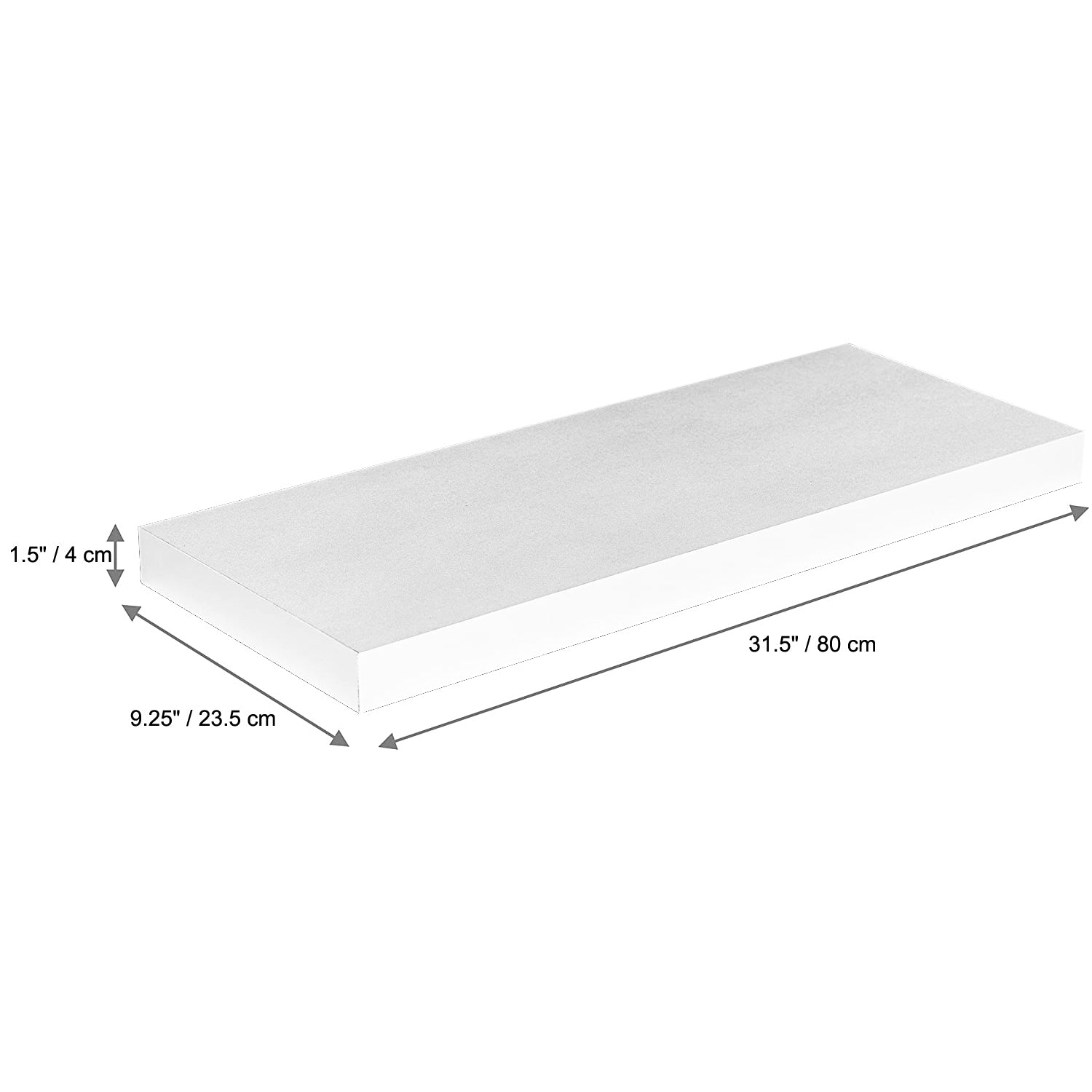 ITY International - Tablette Flottante Individuel en Bois, 31.5" x 9.25" x 1.5" , Blanc - Simple Boutique
