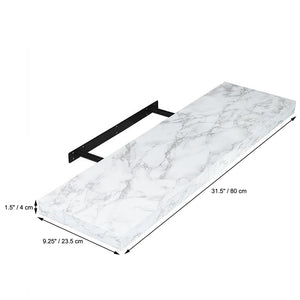 ITY International - Tablette Flottante Individuel en Bois, 31.5" x 9.25" x 1.5", Marbre Blanc - Simple Boutique