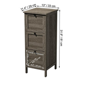 ITY Meuble de Rangement 3 Tiroirs en MDF 13" x 11.4" x 31.9" Gris Bois - Simple Boutique