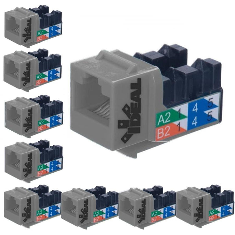 Ideal Industries Cat6 Keystone Jack Gris Paquet de 10 - Simple Boutique