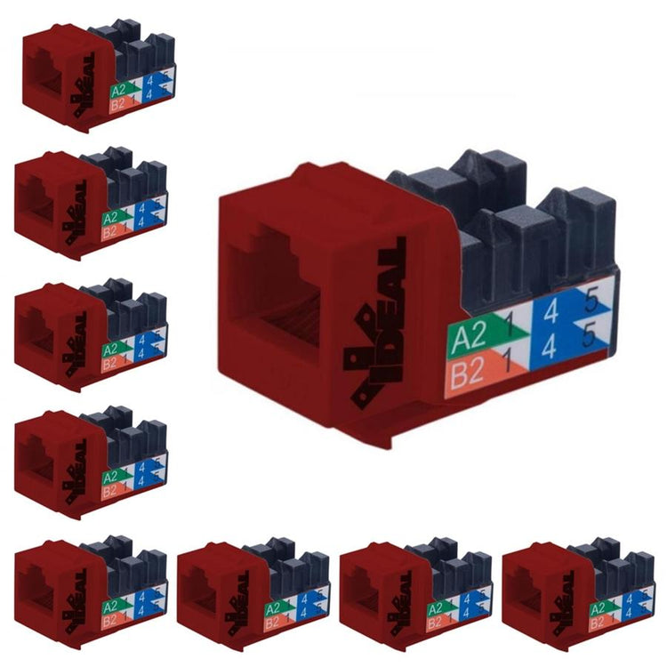 Ideal Industries Cat6 Keystone Jack Rouge Paquet de 10 - Simple Boutique