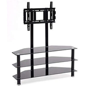 Impressions BM-108 Meuble de TV Avec 3 Tablettes de Verre Trempé Noir pour Télévisions de 32" à 55" - Simple Boutique