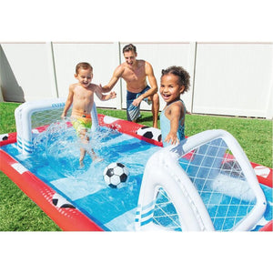 Intex - Aire de Jeu Aquatique Centre Sportif avec Accessoires pour Soccer, VolleyBall et Baseball, Rouge et Bleu - Simple Boutique