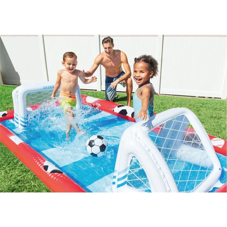 Intex - Aire de Jeu Aquatique Centre Sportif avec Accessoires pour Soccer, VolleyBall et Baseball, Rouge et Bleu - Simple Boutique