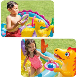 Intex - Aire de Jeu Aquatique DinoLand, 118'' x 90'' x 44'', Comprend 1 Tobbogan et Accessoires - Simple Boutique