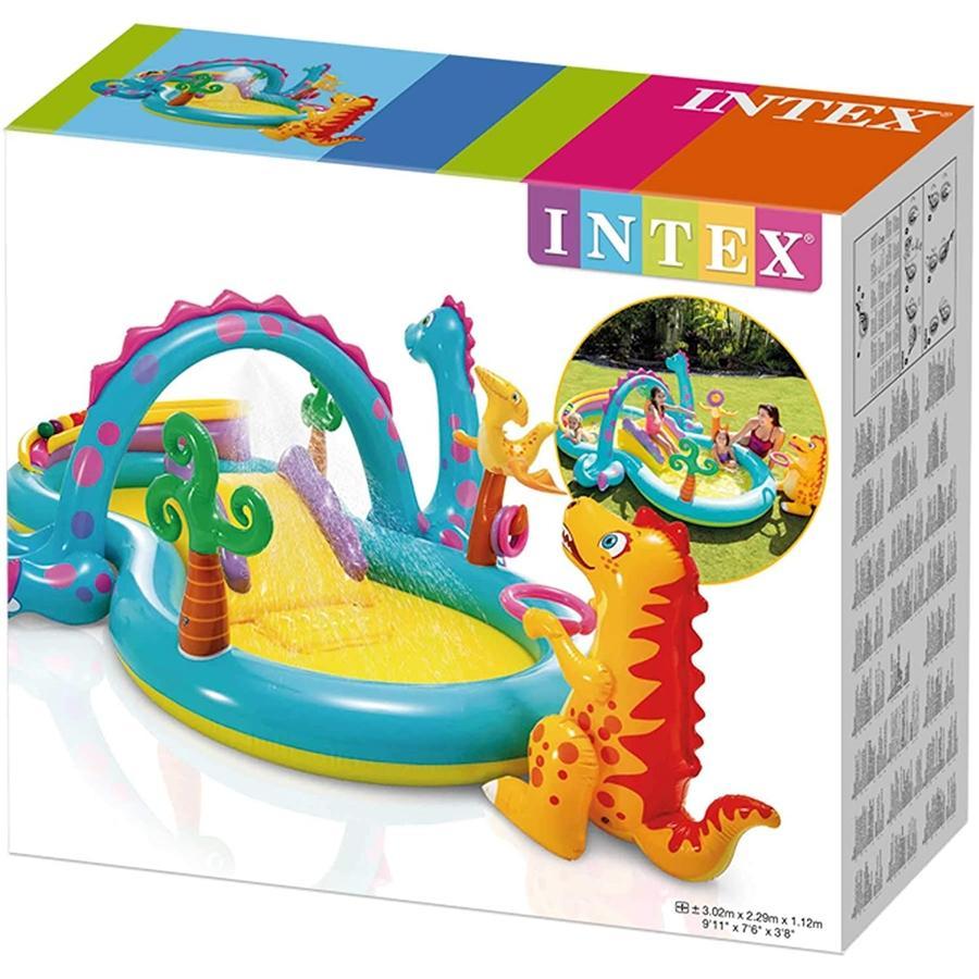 Intex - Aire de Jeu Aquatique DinoLand, 118'' x 90'' x 44'', Comprend 1 Tobbogan et Accessoires - Simple Boutique