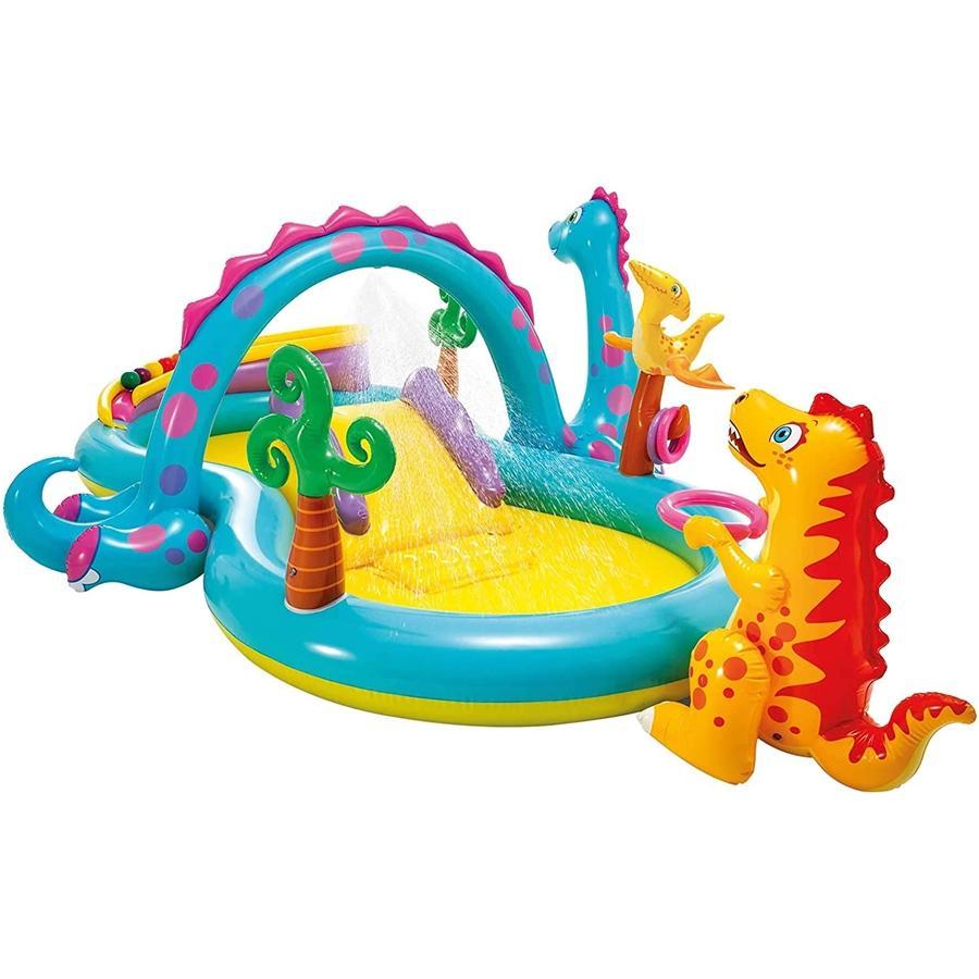 Intex - Aire de Jeu Aquatique DinoLand, 118'' x 90'' x 44'', Comprend 1 Tobbogan et Accessoires - Simple Boutique