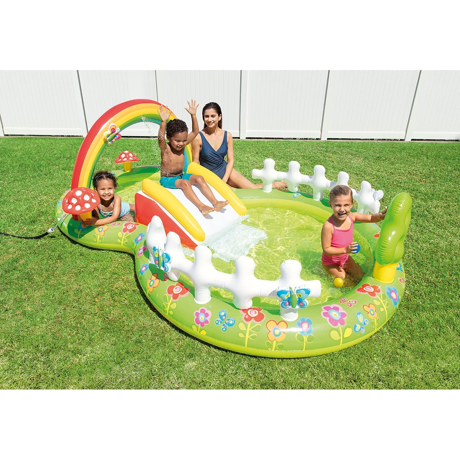 Intex - Aire de Jeux Aquatique Mon Jardin, 108'' x 60'' x 36'', Comprend 2 Champignons, 4 Papillons et 3 Balles, Multicolore - Simple Boutique