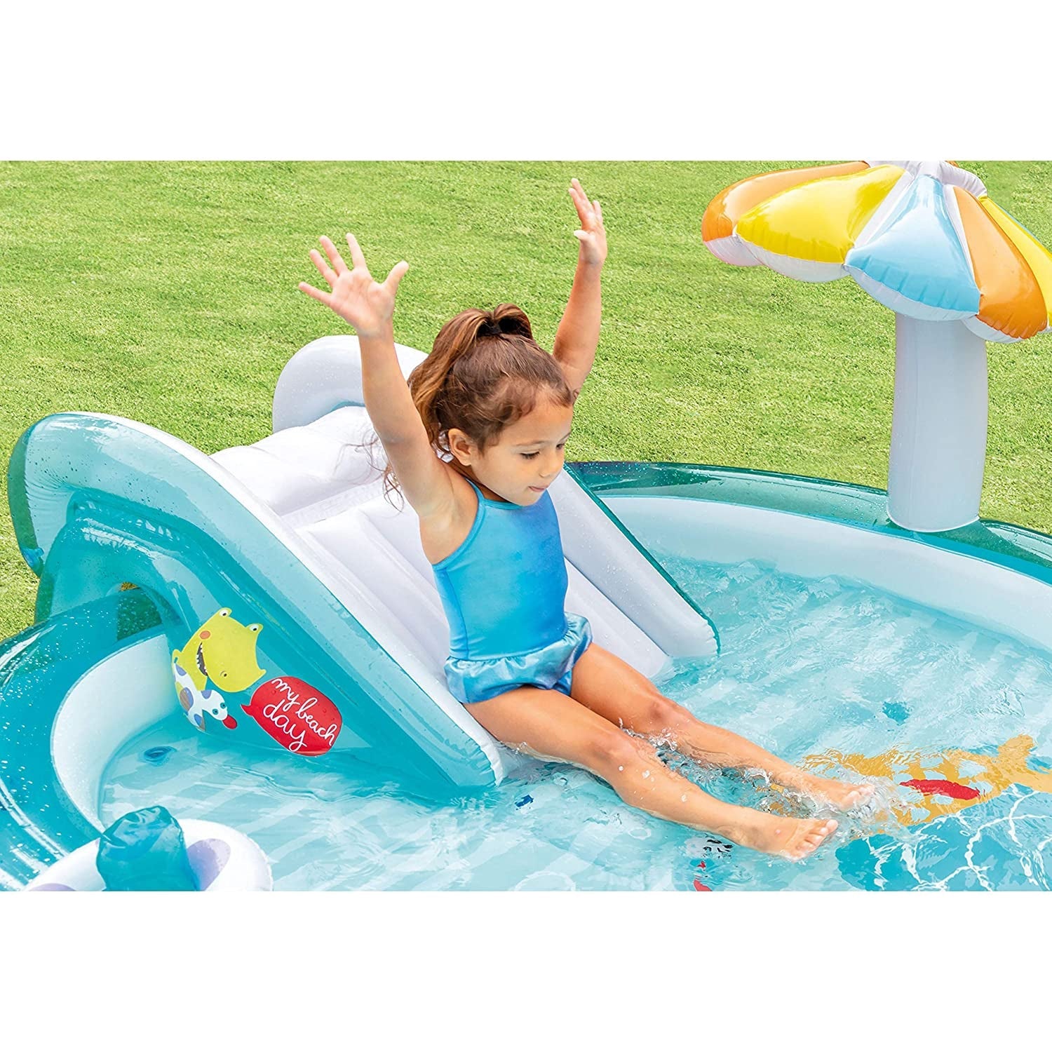 Intex - Aires de Jeux Aquatique Alligator, 79'' x 67'' x 33'', Comprend 1 Boué et 1 Sceau Gonflable, Multicolore - Simple Boutique