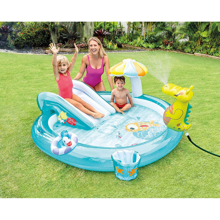 Intex - Aires de Jeux Aquatique Alligator, 79'' x 67'' x 33'', Comprend 1 Boué et 1 Sceau Gonflable, Multicolore - Simple Boutique