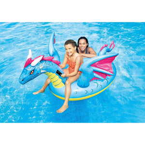 Intex - Dragon à Chevaucher Gonflable pour Piscine, 79'' x 75'', Bleu - Simple Boutique