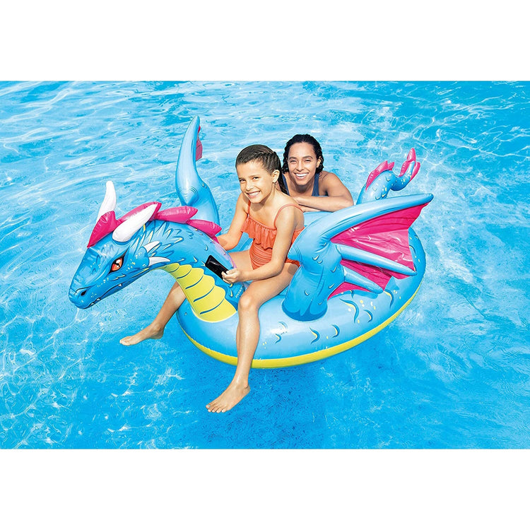 Intex - Dragon à Chevaucher Gonflable pour Piscine, 79'' x 75'', Bleu - Simple Boutique