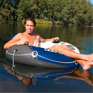 Intex - Fauteuil Gonflable River Run pour Piscine, Diamètre de 53'', Bleu et Blanc - Simple Boutique