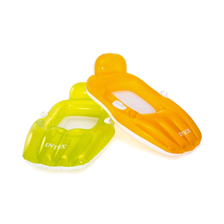 Intex - Fauteuil Gonflable pour Piscine, 64'' x 41'', Porte-Gobelet Intégré, Orange - Simple Boutique