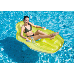 Intex - Fauteuil Gonflable pour Piscine, 64'' x 41'', Porte-Gobelet Intégré, Vert - Simple Boutique