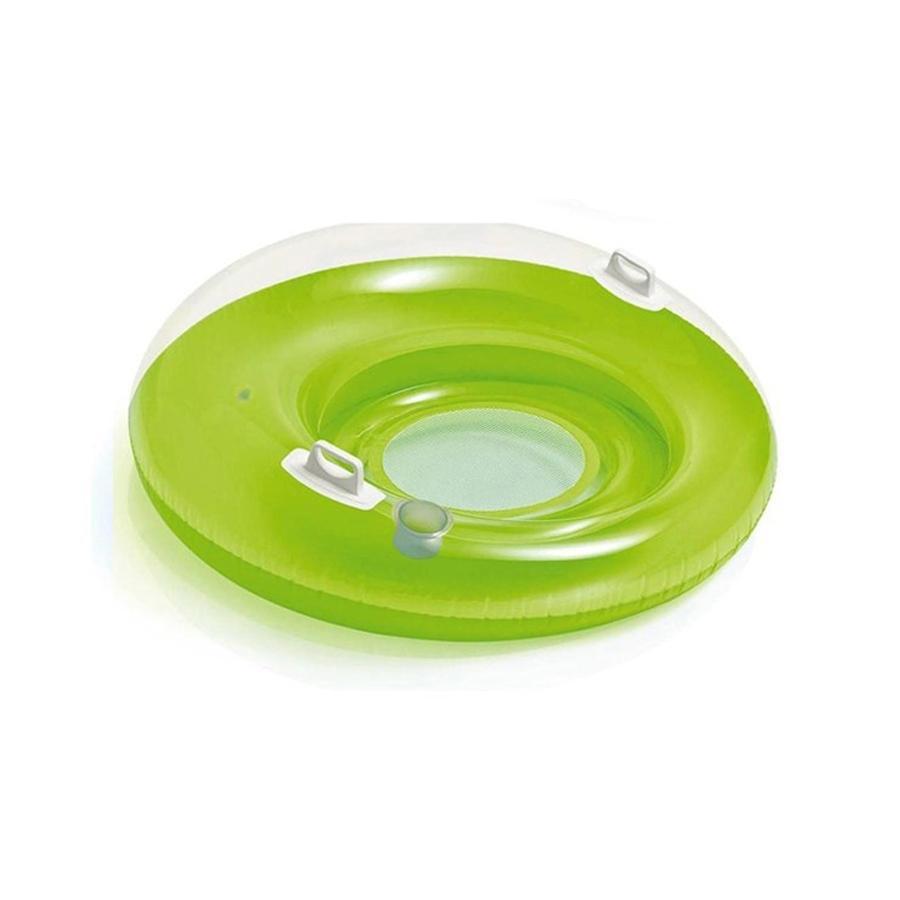 Intex - Fauteuil de Piscine Gonflable avec Porte Gobelet, Diamètre de 47'', Vert - Simple Boutique