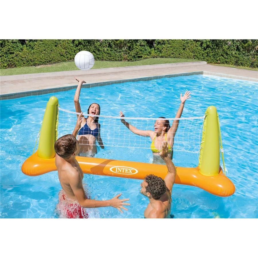 Intex - Jeu de Volley-Ball Gonflable pour Piscine, 94'' x 25'' x 36'', Orange - Simple Boutique