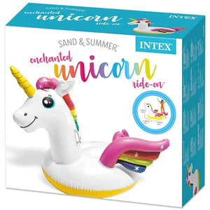 Intex - Jouet Gonflable Chevauchable pour Enfant en Forme de Licorne, 38'' x 55'' x 78'', Blanc - Simple Boutique