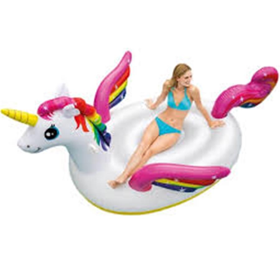 Intex - Licorne Géante Gonflable pour Piscine, 98'' x 64'' x 57'', Blanc - Simple Boutique