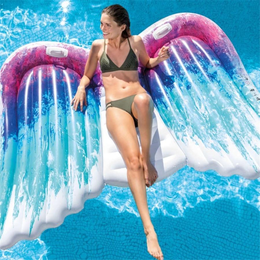 Intex - Matelas Gonflable Ailes d'ange pour Piscine, 85'' x 61'' x 8'', Rose et Bleu - Simple Boutique