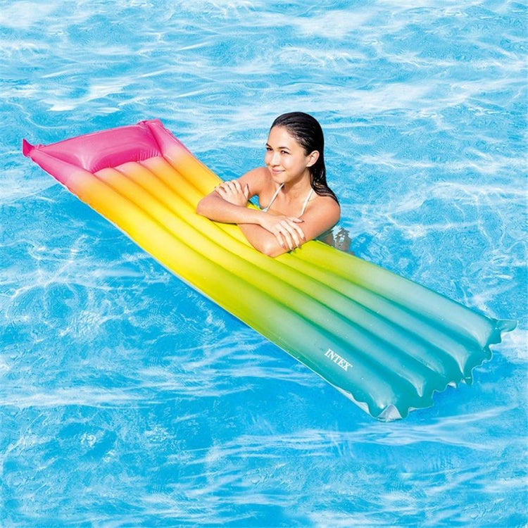 Intex - Matelas Gonflable Arc-en-Ciel pour Piscine, 67'' x 21'' x 6'', Multicolore - Simple Boutique