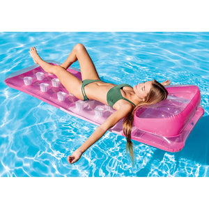 Intex - Matelas Gonflable à 18 Pochettes pour Piscine, 74'' x 28'', Rose - Simple Boutique