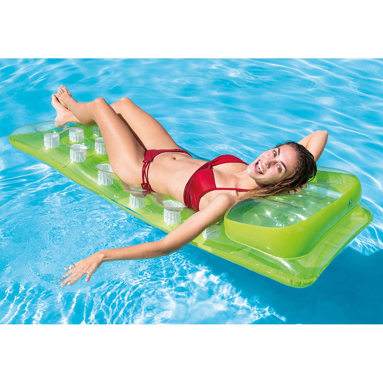 Intex - Matelas Gonflable à 18 Pochettes pour Piscine, 74'' x 28'', Vert - Simple Boutique